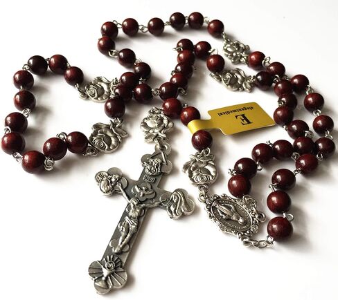 elegantmedical Handmade Rare Fragrance Red Sandalwood Beads ROSE ROSARY NECKLACE Italy Cross Catholic gifts in Saudi Arabia