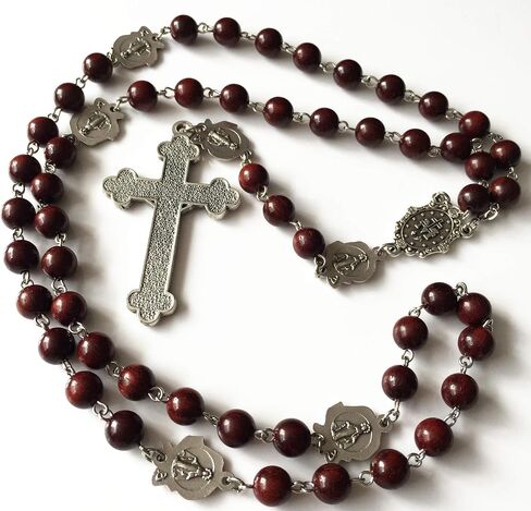 elegantmedical Handmade Rare Fragrance Red Sandalwood Beads ROSE ROSARY NECKLACE Italy Cross Catholic gifts in Saudi Arabia