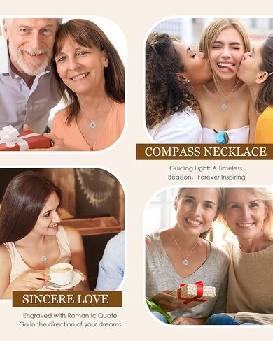 LOUISA SECRET S925 Sterling Silver Birthstone Necklace Gifts for Her, Compass Jewelry Gifts for Women Wedding Anniversary Birthday Gifts for Her Girlfriend, Graduation gift for Daughter Valentines Day in Kuwait