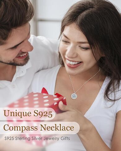 LOUISA SECRET S925 Sterling Silver Birthstone Necklace Gifts for Her, Compass Jewelry Gifts for Women Wedding Anniversary Birthday Gifts for Her Girlfriend, Graduation gift for Daughter Valentines Day in Kuwait