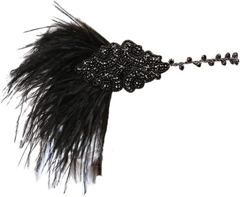 STIOEDYUAN 1920s Flapper Headbands Accessory for Women Roaring 20s Gatsby Vintage Rhinestone Beaded Leaf Feather Headpiece in Saudi Arabia