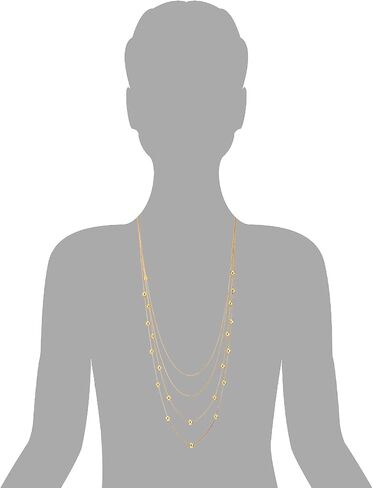 COOLSTEELANDBEYOND Gold Statement Necklace Waterfall Multi-Strand Layered Long Chains with Ball Charm Pendant in Saudi Arabia
