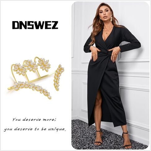 Statement Ring for Women, Silver CZ Hand Palm Multiple Finger Ring Bracelet Unique Leaf Design Full Finger Ring Jewelry Gift for Women Adjustable Size in Saudi Arabia