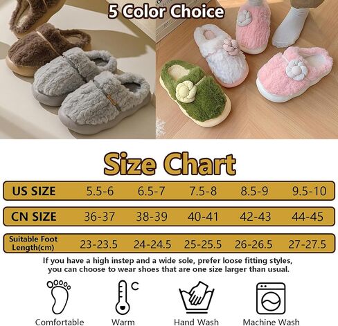 House Slippers for Women, Cute Flower Slippers Non-Slip Platform Slippers Indoor Comfy Fluffy Plush Winter Warm Home Shoes Christmas Gift 5.5-10 in Saudi Arabia