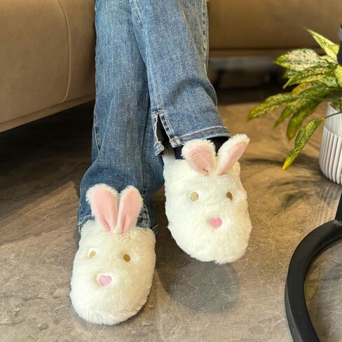 شبشب لطيف على شكل حيوان للنساء، شباشب منزلية مريحة من إسفنج الذاكرة، بطانة من الصوف الناعم، نعل مريح مانع للانزلاق، نعال داخلية على شكل أرنب للقطط والكلاب in Kuwait