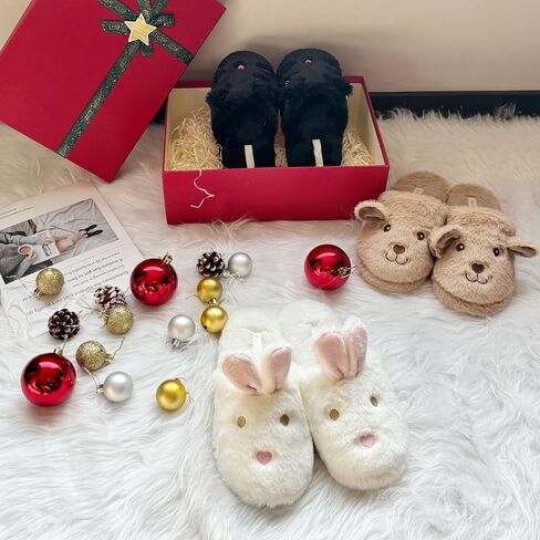 شبشب لطيف على شكل حيوان للنساء، شباشب منزلية مريحة من إسفنج الذاكرة، بطانة من الصوف الناعم، نعل مريح مانع للانزلاق، نعال داخلية على شكل أرنب للقطط والكلاب in Kuwait