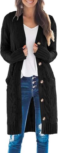 سترة نسائية من DOROSE بأكمام طويلة ومزودة بأزرار ومفتوحة من الأمام مع جيوب in Kuwait