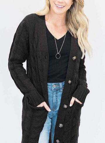 سترة نسائية من DOROSE بأكمام طويلة ومزودة بأزرار ومفتوحة من الأمام مع جيوب in Kuwait