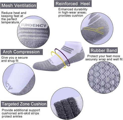 6 Pack Men's Ankle Athletic Socks Low Cut Breathable Running Tab Socks with Cushion Sole in Kuwait