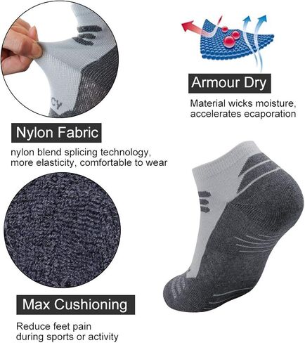 6 Pack Men's Ankle Athletic Socks Low Cut Breathable Running Tab Socks with Cushion Sole in Kuwait