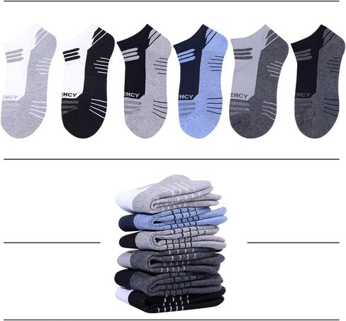 6 Pack Men's Ankle Athletic Socks Low Cut Breathable Running Tab Socks with Cushion Sole in Kuwait