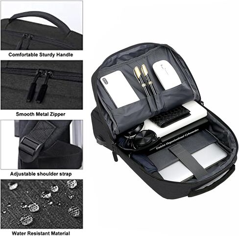 حقيبة ظهر للكمبيوتر المحمول للسفر من LEAFOREST مع منفذ شحن USB، حقيبة كمبيوتر مدمجة تناسب أجهزة الكمبيوتر المحمول مقاس 15 بوصة للرجال والنساء in Kuwait