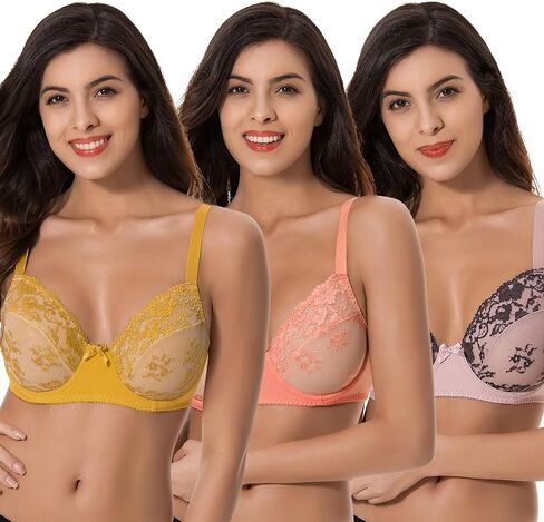 حمالة صدر من الدانتيل من Curve Muse شبه شفافة وحواف صدفية (عبوة من قطعتين أو 3) in Saudi Arabia