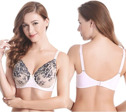 حمالة صدر من الدانتيل من Curve Muse شبه شفافة وحواف صدفية (عبوة من قطعتين أو 3) in Saudi Arabia