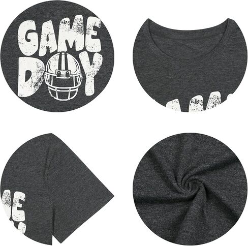 Game Day Football Shirt for Women Football Mom Tshirt Funny Short Sleeve Sunday Tee Top in Saudi Arabia