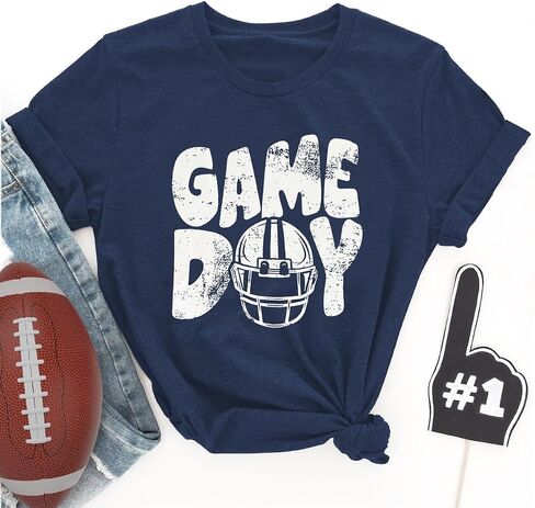 Game Day Football Shirt for Women Football Mom Tshirt Funny Short Sleeve Sunday Tee Top in Saudi Arabia