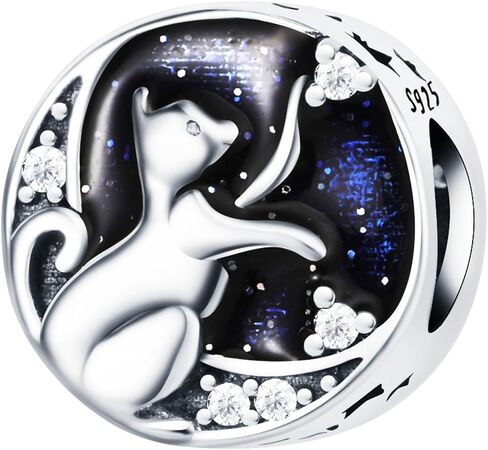 925 Sterling Silver Beads for Bracelets & Necklaces, Cute Charms for Bracelets, Cat Shaped Pendants, Birthday Graduation Jewelry Gifts for Women Men Teens in Saudi Arabia