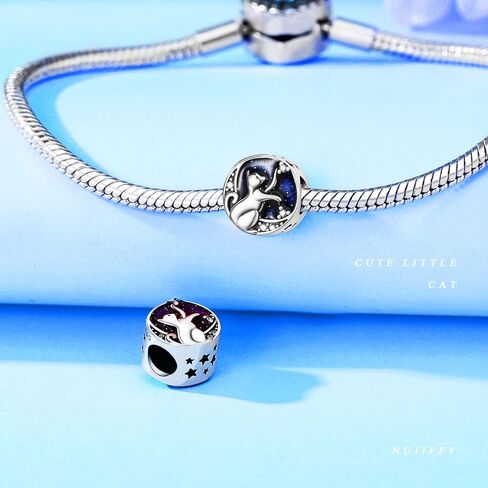 925 Sterling Silver Beads for Bracelets & Necklaces, Cute Charms for Bracelets, Cat Shaped Pendants, Birthday Graduation Jewelry Gifts for Women Men Teens in Saudi Arabia