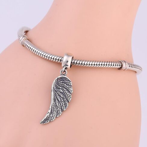 SoulBeads Angel Wing Charms 925 فضة استرلينية قلادة ريش متدلية متدلية سحر مسيحي للحلي سوار in Kuwait