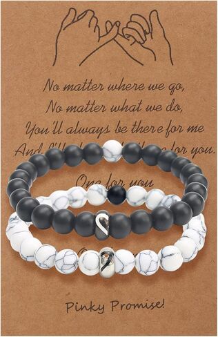 Engagement Gifts for Couples Beaded Bracelets,Matching Bracelets for Couples,I Love You Heart-Shaped White Pine Black Matte Bracelets Christmas Valentines Day Birthday for Him and Her in Kuwait