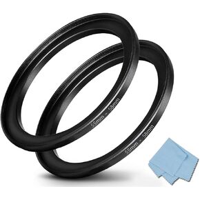 55mm-58mm Step Up Ring 55mm Lens to 58mm Filter (2 Pack), WH1916 Camera Lens Filter Adapter Ring Lens Converter Accessories