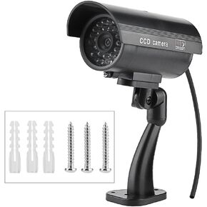 Fake Security Camera, Dummy Security Camera, Outdoor Solar Fake Security Camera with LED Light, Weatherproof Dummy CCTV Surveillance System for Indoor Outdoor Use