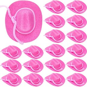 24 Pcs Mini Cowgirl Hat Cowboy Miniature Hat Western Wedding Doll Hats for Birthday Decorations Favors, 2 Inch (Black, White, Brown)