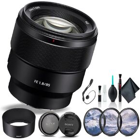 Sony FE 85mm f/1.8 Lens SEL85F18/2, Filter Kit, Cap Keeper, Cleaning Kit, and More