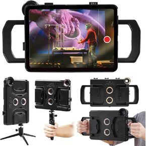 MegaMount Rig Case Video Stabilizer for iPad 10.9 inch (Latest 10th Gen Model) Handheld Tablet Stabilizers w/Swing Handle, Cold Shoe Mounts, Tripod Mount for Videography, Vlogging, Film Making