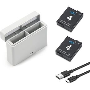 REYTRIC Upgrade 2-Pack 1850mAh Osmo Action 3/4 Replacement Batteries for DJI Osmo Action 3 4 Camera and 2-Channel Charger Case Compatible with DJI Osmo Action 3 4 Extreme Battery