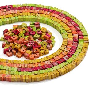 Firstmeet 160pcs Square Imperial Jasper Beads for Jewelry Making Adults DIY Multi-Color Beaded Bracelet Accessories Girl Gift (DIY-1024-Mix-1) in Kuwait