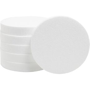 FFchuanhe 6 Inch 10-Pack Foam Circles for Crafts (1" Thick), Polystyrene Round Foam Disc for DIY Projects, Cakes and Decorations, Sculpture, Modeling, Arts and Crafts Supplies.(White)