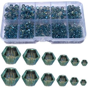 Gocelyn 900pcs Clear Crystal Bicone Glass Beads of AB Color, Rondelle Crystal Beads Assorted Supplies Spacer Loose Beads for Jewelry Making Findings Bracelets Pendants (2mm, 3mm, 4mm, 5mm,6mm, 8mm)