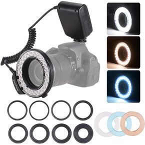 Andoer HD-130 Macro LED Ring Flash Light with LCD Display,Power Control,3 Flash Diffusers and 8 Adapter Rings for Canon Nikon Panasonic and Other DSLR Cameras
