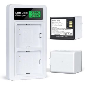 2-Pack Batteries with LCD Dual Charger for Use with Arlo Pro, Arlo Pro 2 Cameras - 2440mAh 3.85V, Includes USB-C Cable, Overheat Protection, Indoor Outdoor Use