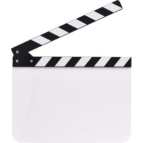 Andoer 30 * 24cm/ 12 * 9in Acrylic Film Clapboard Movie Directors Clapper Board Slate Cut Action Scene Blank Clap Board Dry Erase with White & Black Sticks