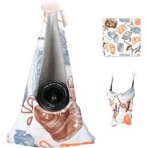 TARION Camera Lens Wrap Protective - Anti-Scratch Camera Wrapping Magic Self-Adhesive Cloth for Photographers Soft Foldable Wrapper for DLSR SLR Lens Camera Accessories 14.6x14.6(37x37cm) Orange