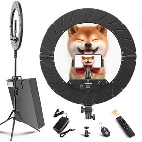 Ring Light 18 INCH Kit,55W6700k Dimmable LED Light, Tripod Stand, Remote Controller,Box for Camera,Smartphone,YouTube,TikTok,Self-Portrait Shooting,CRI95 (Rec(Red Like Kumame B-e-a-r))