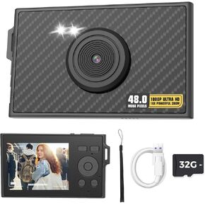 Digital Camera, FHD 1080P 48MP Ultra-Thin Point and Shoot Digital Cameras,16X Zoom, Flash, Anti Shake,Travel Portable Compact Camera for Kids Beginners Students Teens Juniors Boys Girls in Kuwait
