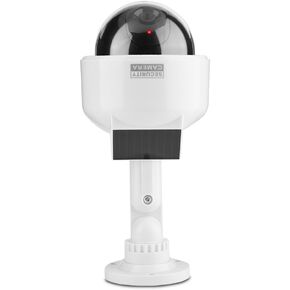 Solar Powered Dummy Camera, Dome Shape Waterproof Security Fake Camera with Flashing LED for Home/Warehouse