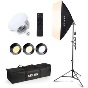 Skytex Softbox Lighting Kit（1Pack）, Continuous Photography Lighting Kit with 20x28in Soft Box | 85W 2700-6400K E27 LED Bulb, Photo Studio Lights Equipment for Camera Shooting, Video Recording