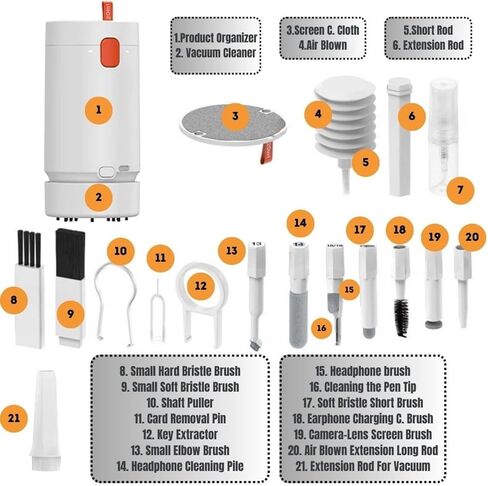 Zore Automatic Keyboard Cleaner w/Mini Vacuum, 21 in1 Electronic Cleaning Kit for Airpods, iPhone, Phone, Earbuds, Laptop, Computer, Camera, Charging Port & Screen, Phone Cleaner (Multi Tool) in Saudi Arabia