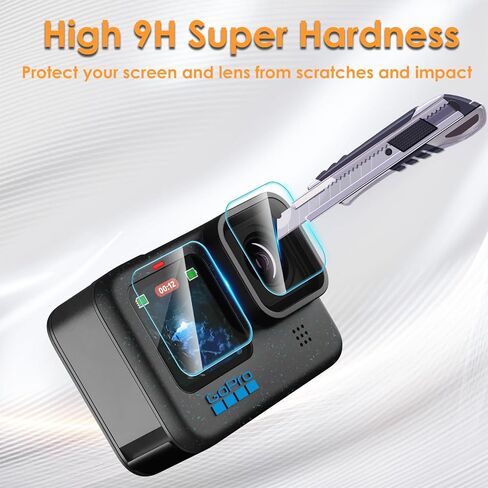 6 قطع واقي شاشة متوافق مع GoPro Hero 12/11/10/9 أسود، [وضوح HD] [9 صلابة] [2+2+2 قطعة] واقي عدسة + بديل لطبقة الزجاج المقوى LCD لـ GoPro Hero 12 11 10 9 in Saudi Arabia