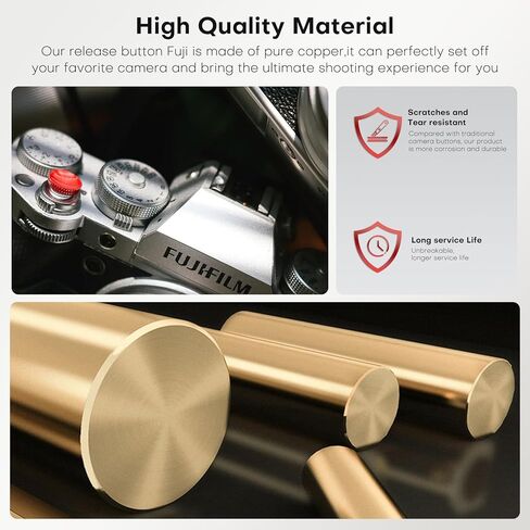 REYGEAK for Fujifilm Camera Shutter Button(4 Pack/Brass) Copper Soft Shutter Release Button,Camera Shutter Button Fits for Fuji Fujifilm X100 X100VI X-T5 X-T4 X-T3 Accessories in Kuwait