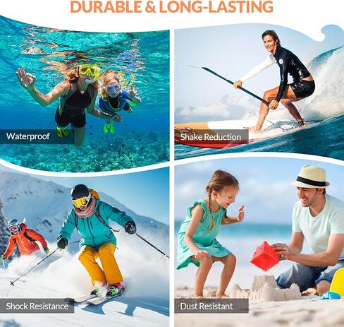 كاميرا 4K تحت الماء 33 قدم مقاومة للماء مع شاشات مزدوجة كاميرا سيلفي رقمية مدمجة بطارية 2500 مللي أمبير في الساعة 48 ميجابكسل ضبط تلقائي للصورة كاميرا رقمية مقاومة للماء للغطس مع بطاقة 32 جيجابايت، تكبير 18x، أسود in Kuwait