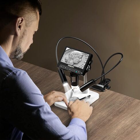 TOMLOV المجهر الرقمي معقوفة LED ملء الأضواء، 6 واط الألومنيوم الأضواء المساعدة مع التبديل عكس الضوء in Kuwait