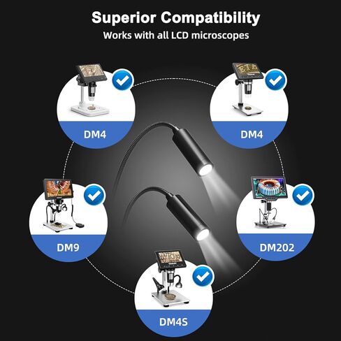 TOMLOV المجهر الرقمي معقوفة LED ملء الأضواء، 6 واط الألومنيوم الأضواء المساعدة مع التبديل عكس الضوء in Kuwait