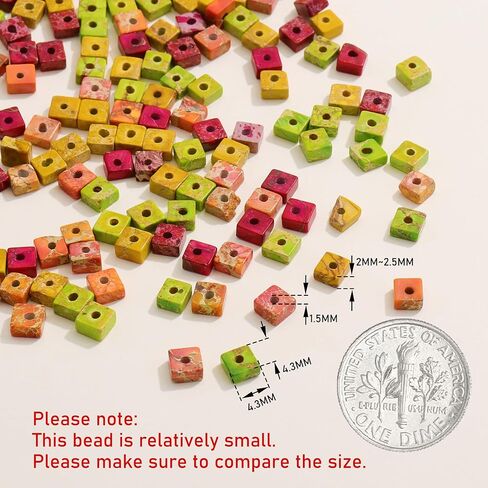Firstmeet 160pcs Square Imperial Jasper Beads for Jewelry Making Adults DIY Multi-Color Beaded Bracelet Accessories Girl Gift (DIY-1024-Mix-1) in Kuwait