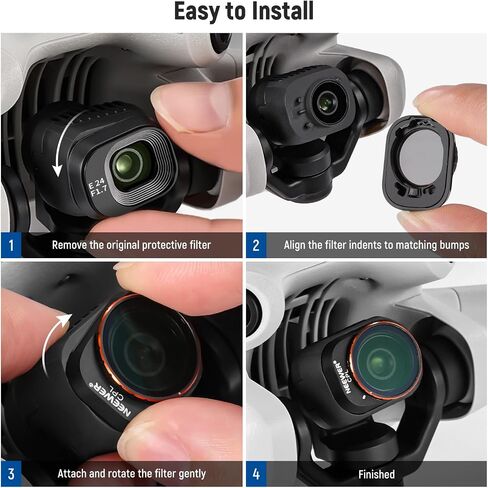 NEEWER Snap On ND&CPL Filter Set Compatible with DJI Mini 4 Pro, 6 Pack CPL Filter and Neutral Density Filters ND8 ND16 ND32 ND64 ND128 with Ultra Slim Frame Double Sided Coated HD Glass in Saudi Arabia