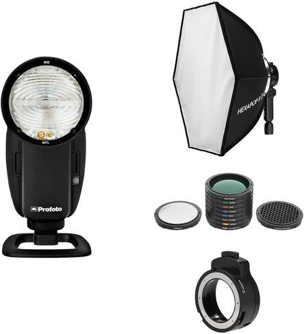 فلاش كاميرا Profoto A10 للتشغيل والإيقاف لمجموعة كاميرا سوني مع صندوق ناعم ومحول وفلتر ألوان ومجموعة تشكيلات in Saudi Arabia